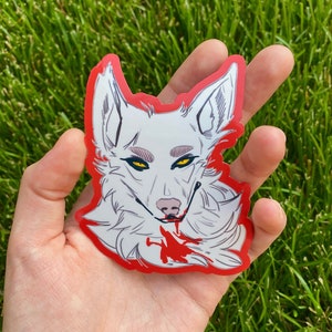 White Wolf Sticker / 3in Waterproof Sticker / Weatherproof Sticker / Original Art Sticker