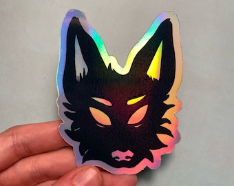 Wolf Holographischer Aufkleber / Fantasie-Tieraufkleber / Wasserdichter Aufkleber / Kunstaufkleber / Fantasieaufkleber / Holographischer Aufkleber