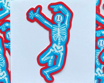 Dancing Skeleton Sticker / 3in Waterproof Sticker / Weatherproof Sticker / Original Art Sticker