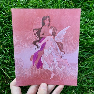 Eros y Psique Mini Impresión / 5x6 Cartulina Brillante Impresiones de Arte Originales