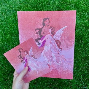 Impresión grande de Eros y Psique, Impresiones artísticas originales en cartulina brillante de 8 x 10