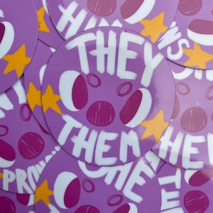 Pronoun Clown Stickers / 2in Waterproof Sticker / Weatherproof Sticker / Original Art Sticker