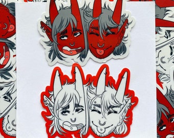 Chibi Demon Pegatinas / Pegatina impermeable de 3 pulgadas / Pegatina resistente a la intemperie / Pegatina de arte original