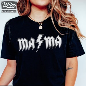 Mama with Lightning Bolt Shirt, Bella+Canvas Tee Shirt, Mom Life Tee, Cute Graphic Tee, Gift for Mom, Rock and Roll Mom Tee, Rocker Mom