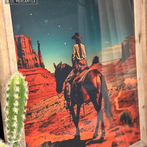 Retro Cowgirl Riding Horse Art Print | Cosmic Space Cowgirl Wall Art ...