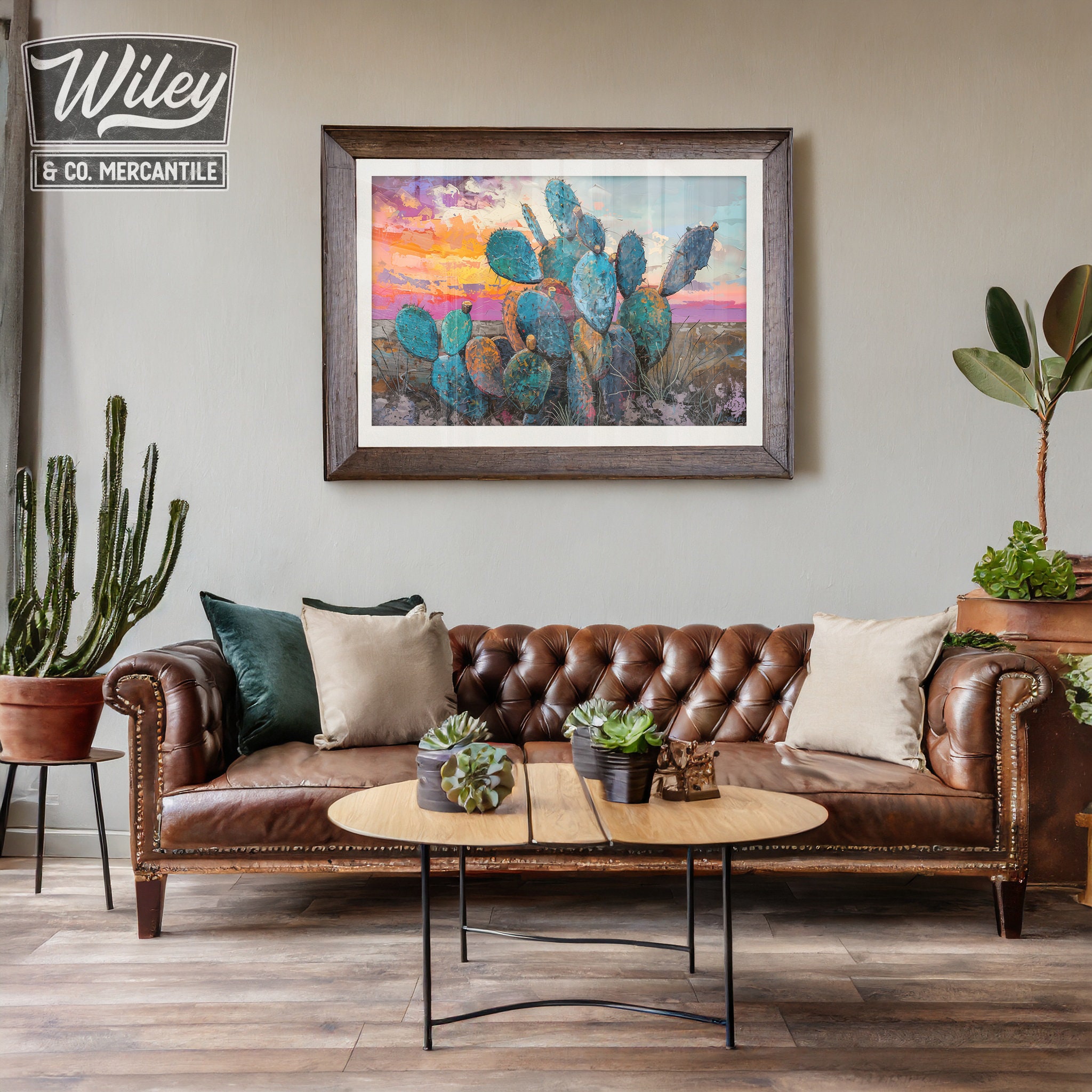 Prickly Pear Cactus Art Print | Cactus Painting Wall Print, Vintage ...