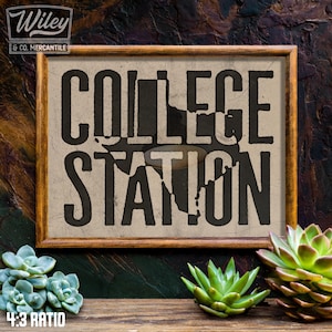 College Station Texas Vintage Ink Press Typography Art Print, Large Texas Wall Art, Texas Home Decor, Texas Aggie Print, Graduation Gift
