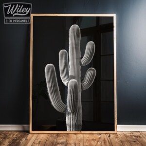 Saguaro Cactus Art Print | Decorative Cactus Wall Art, Black and White ...