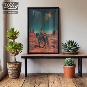 Retro Cowgirl Riding Horse Art Print | Cosmic Space Cowgirl Wall Art ...