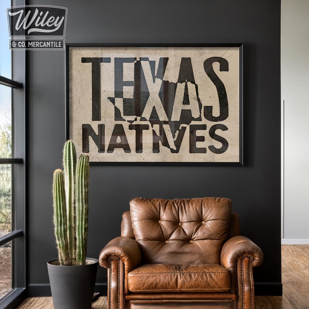 Texas Natives Vintage Ink Press Typography Art Print | Large Southern ...