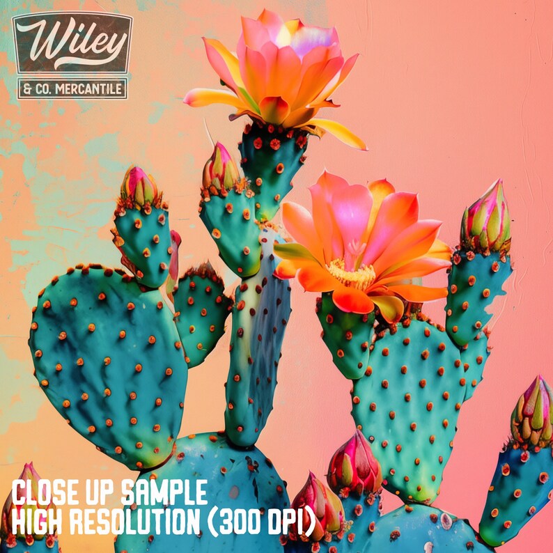 Prickly Pear Cactus Art Print | Flowering Cactus Wall Art, Western ...