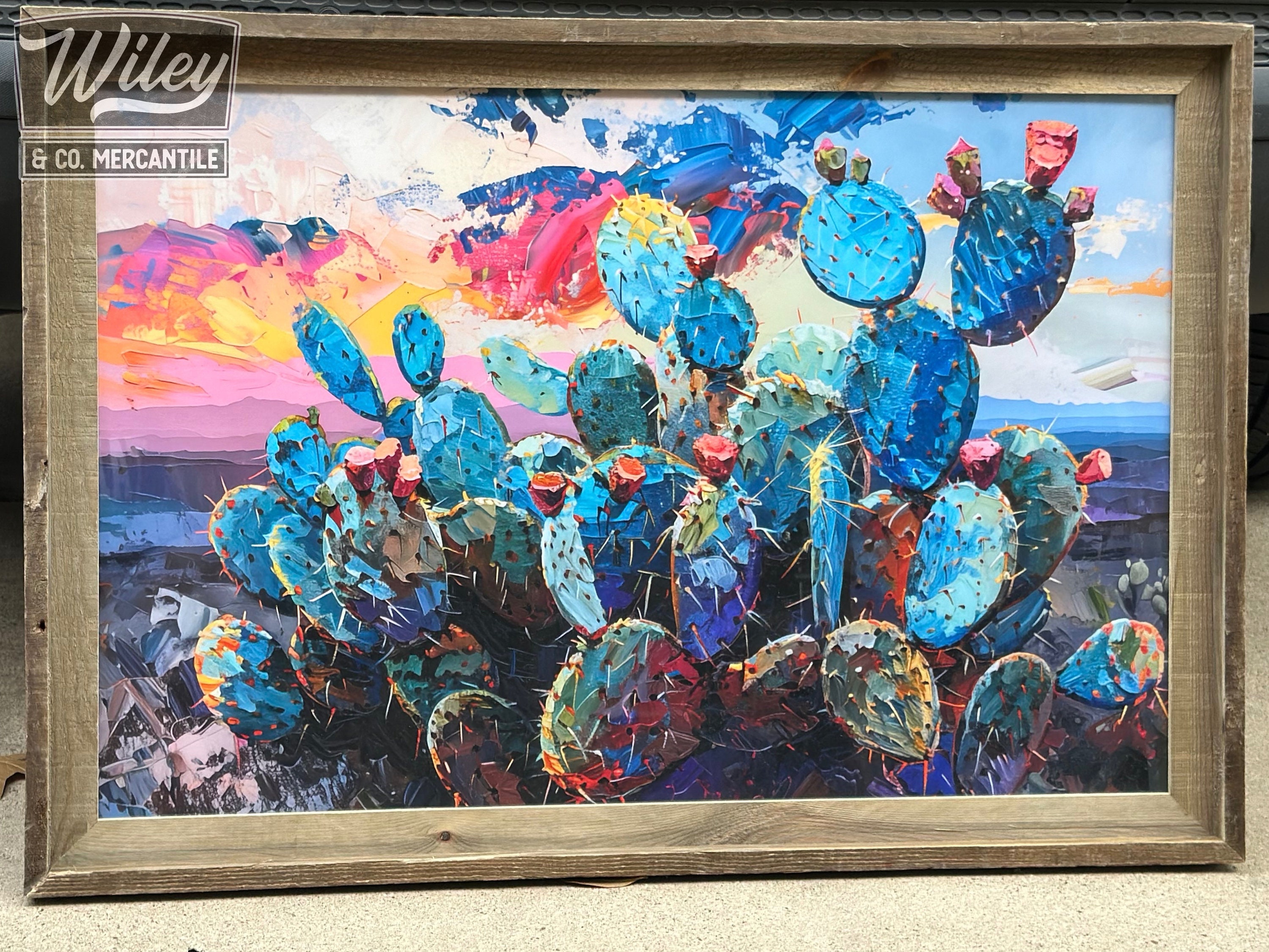 Prickly Pear Cactus Art Print | Cactus Painting Wall Print, Colorful ...