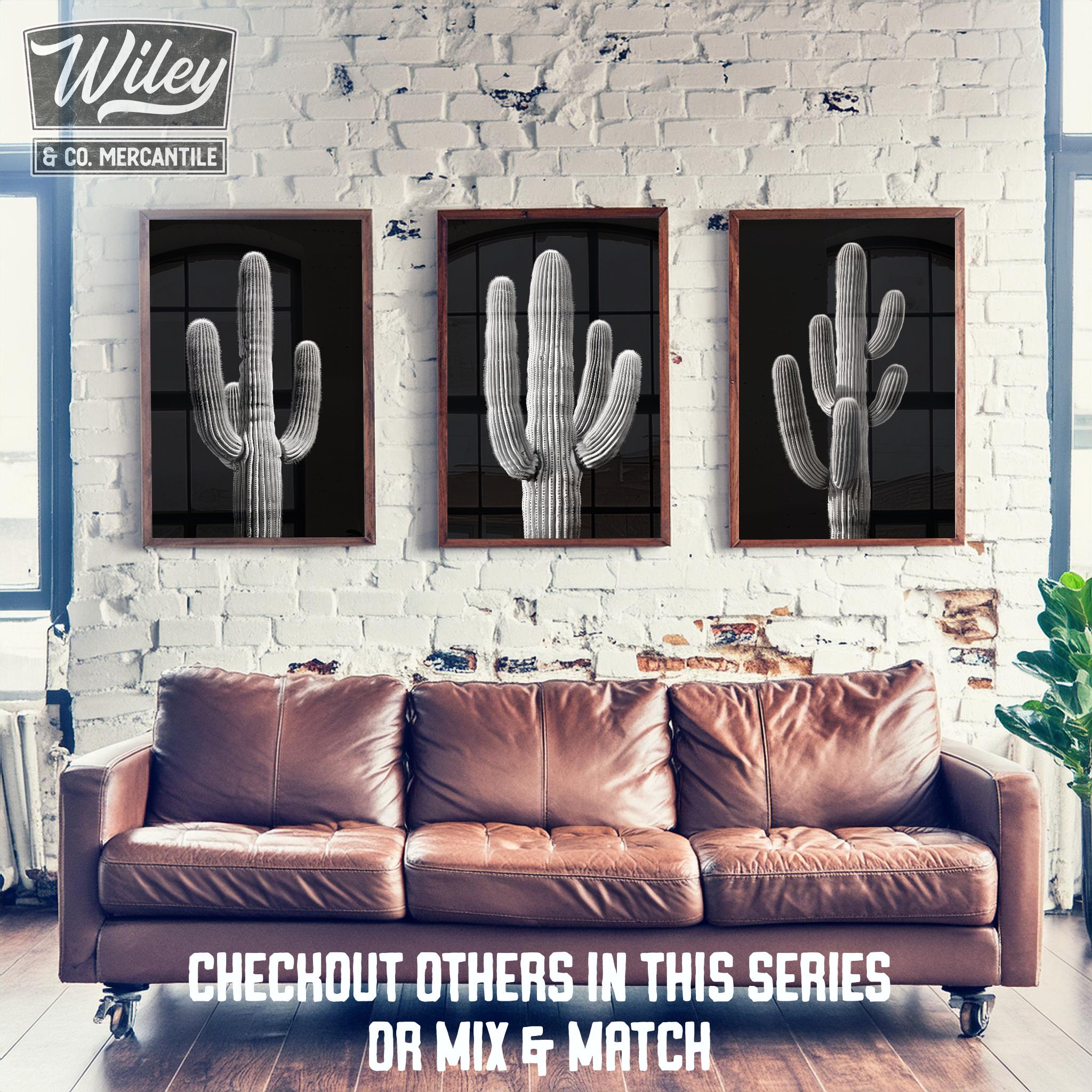 Saguaro Cactus Art Print | Decorative Cactus Wall Art, Black and White ...
