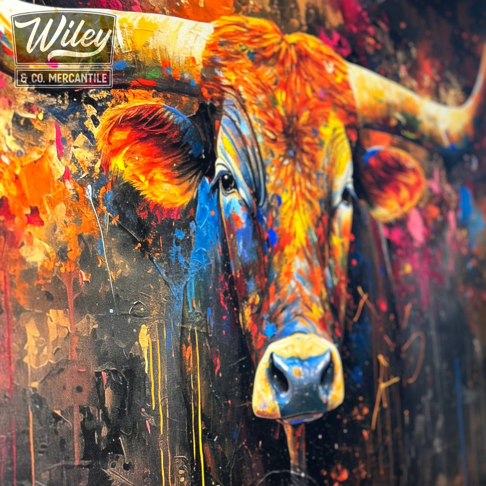 Texas Longhorn Canvas Art Print Longhorn Painting Print, Western Cattle Wall Art, Large Western