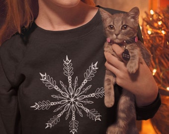 Snowflake Sweatshirt, Holiday Sweater, Matching Christmas Sweatshirt, Family Christmas Gift, Snowflake Design Sweater, Cozy Christmas Gift