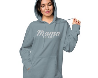 Mama Est. Hoodie, Baby Shower Gift, Hoodie Sweatpants Set, Customizable Embroidered Hoodie Set, Embroidered Mama Top, Mama Est. Top, mom, ma