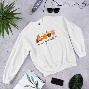 Hello Pumpkin Fall Coffee Sweatshirt, Fall Sweater, Pumpkin Spice Sweatshirt, Cute Sweater, Coffee Sweatshirt, Coffee Lover Gift, Unisex Top
