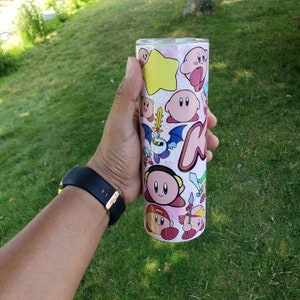 Kirby Field Tumbler Games Anime Personalised tumbler with Lid and Straw Stainless steel tumbler 20oz Cup for WaterTumbler 20oz FREE SHIPPING