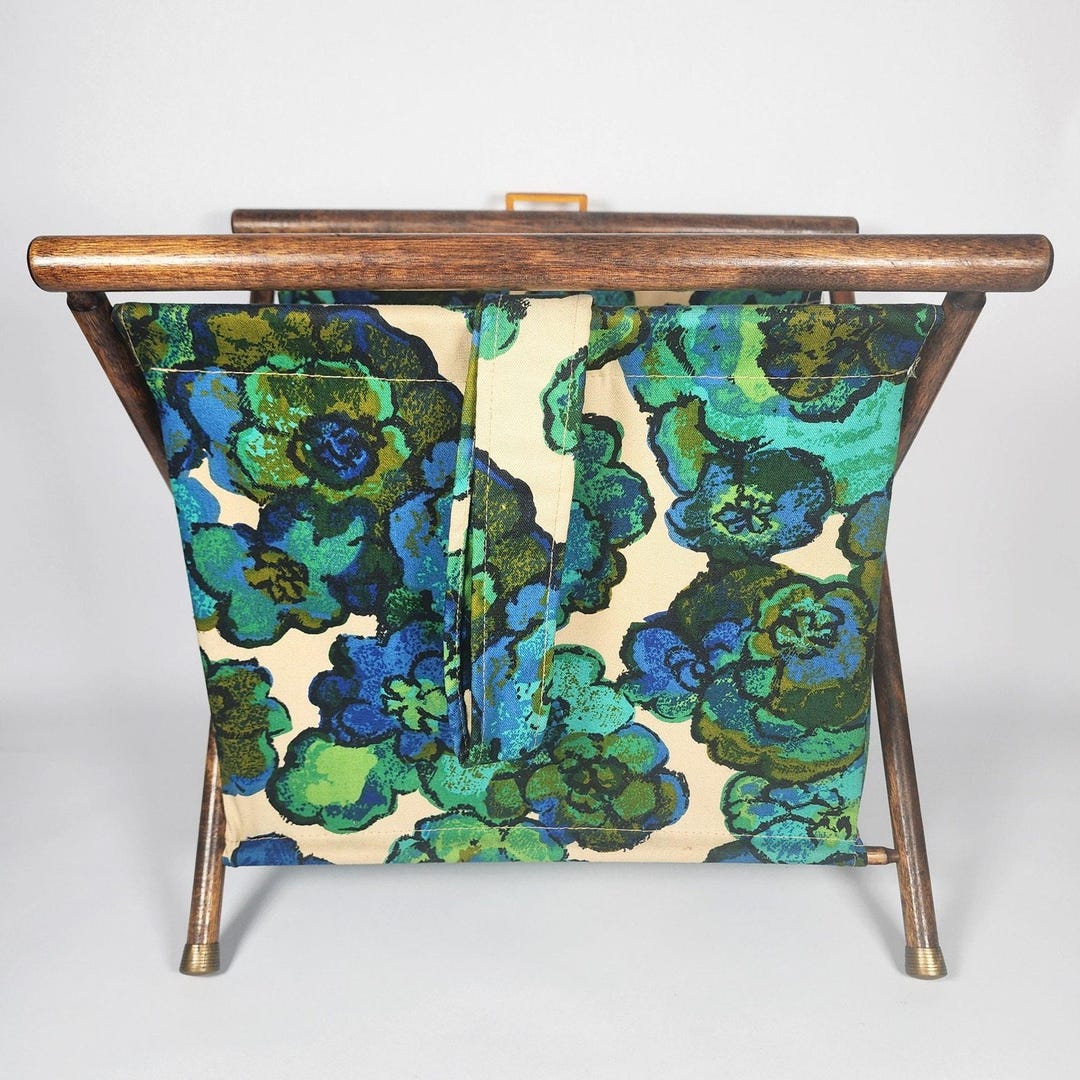 Vintage Folding Magazine Rack Knitting Yarn Holder Kitsch Hawaiian ...
