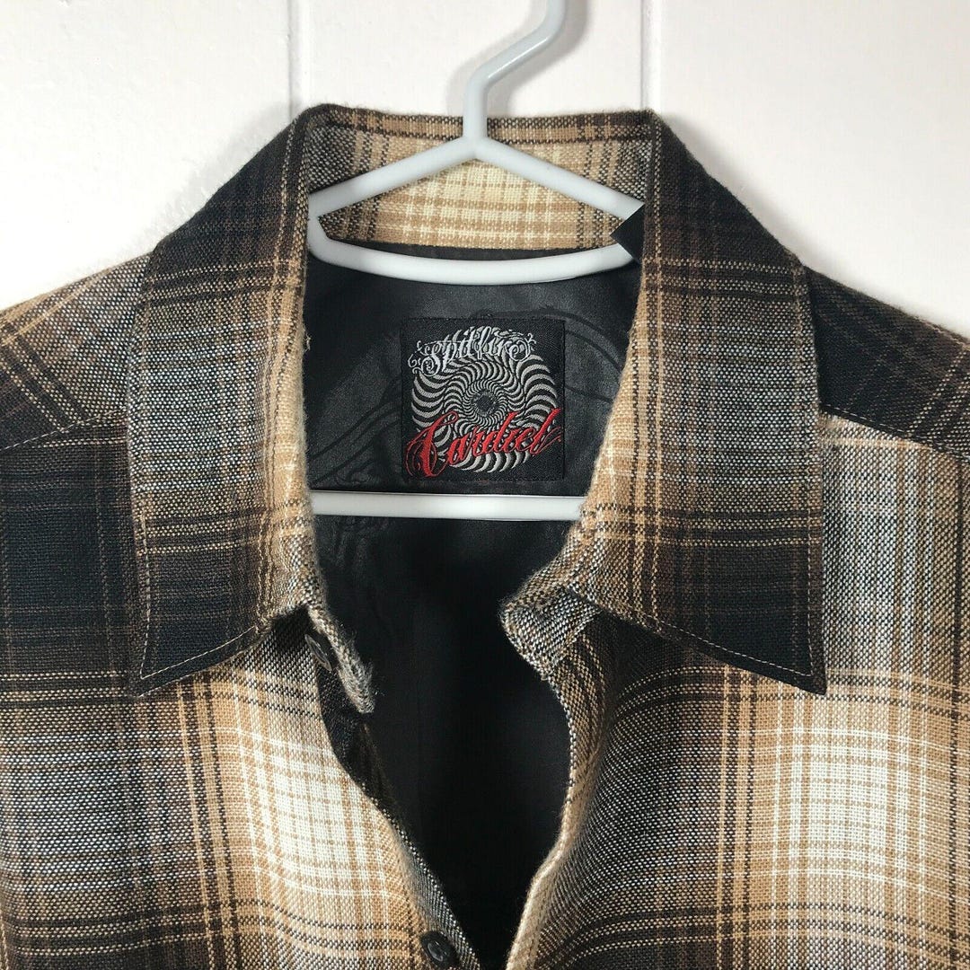 Vintage John Cardiel Spitfire Wheels Plaid Shirt M 90s Rare Anti