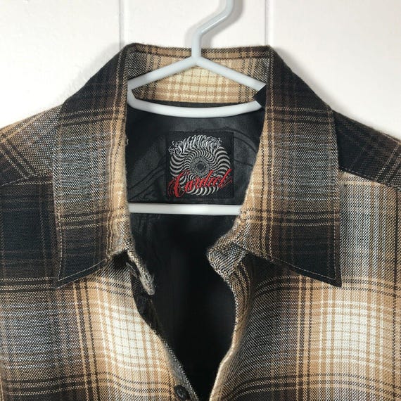 Vintage John Cardiel Spitfire Wheels Plaid Shirt M 90s Rare Anti