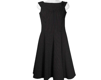 Morbid Threads Vintage Goth Dress Black Crinoline Pink Stripes Steampunk XS