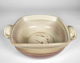 Casseruola/ciotola da portata in ceramica Jack Westlin Studio Pottery con manici a linguetta, quadrata, vintage