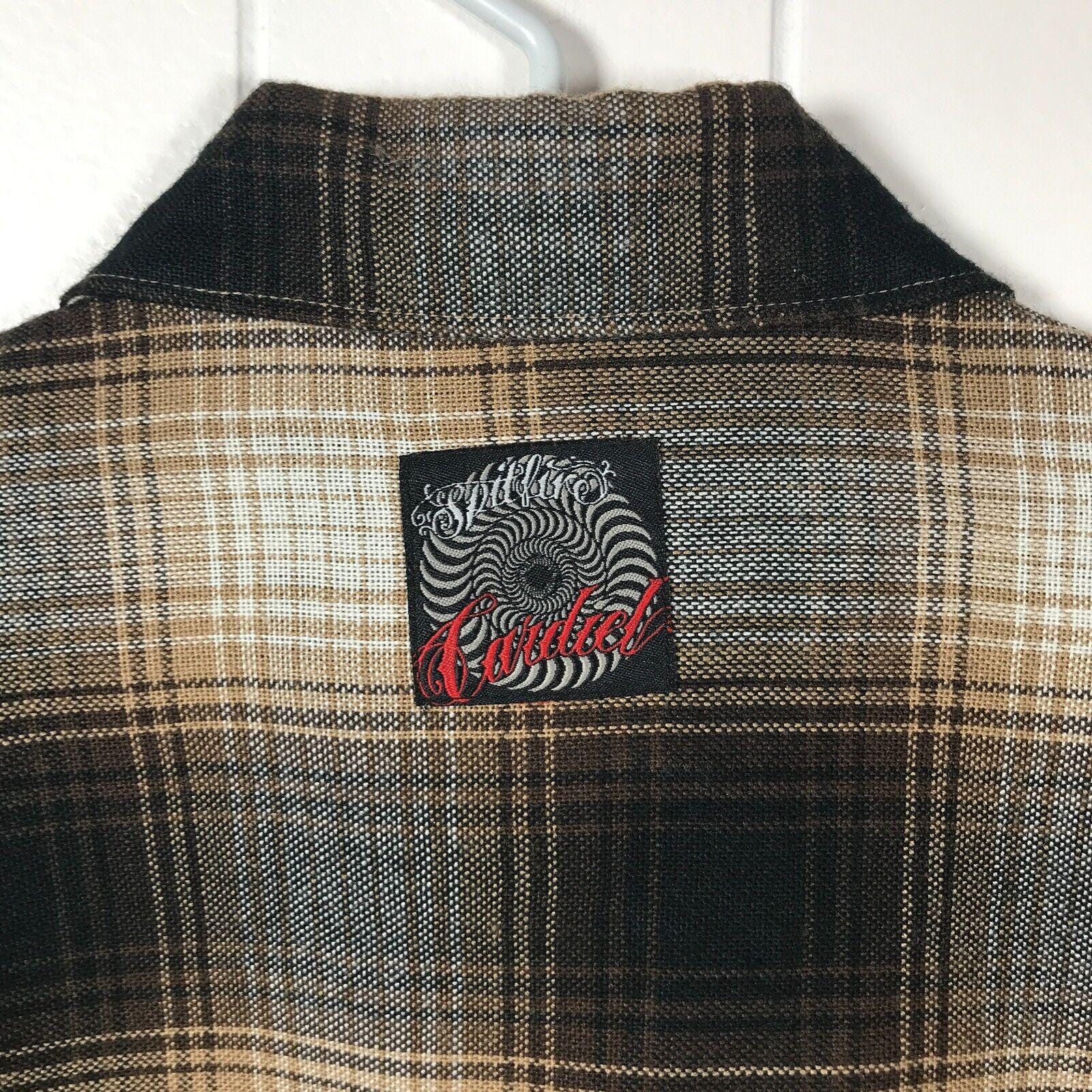 Vintage John Cardiel Spitfire Wheels Plaid Shirt M 90s Rare Anti
