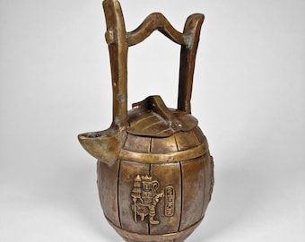 Chinesische Bronze Räuchergefäß hängenden Fass Kessel Form Siegel signiert Weihrauchbrenner