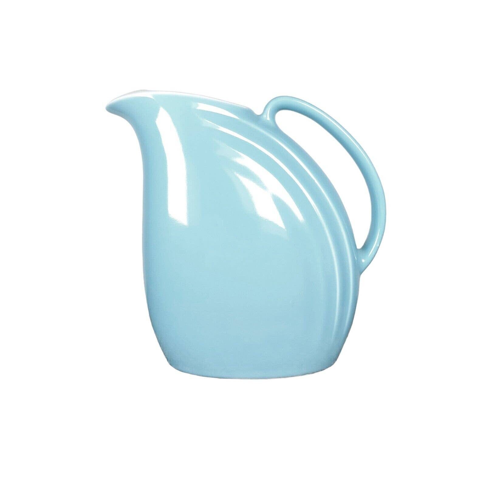 Vintage Mid Century Hall USA Nora Pitcher Modern Blue White Ceramic Pottery