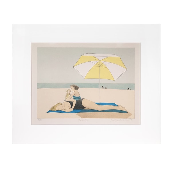 Limited Edition Color Lithograph Andrew Stevovich Maternite Beach Vintage 1981