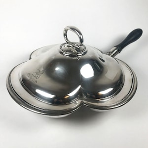 Antique Elkington and Co Silent Butler Silver Plated Trefoil Serving Dish Armorial 1873