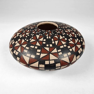 Vaso per semi in miniatura di Maria Saenz, Mata Ortiz, ceramica nativa di Chihuahua, Messico.
