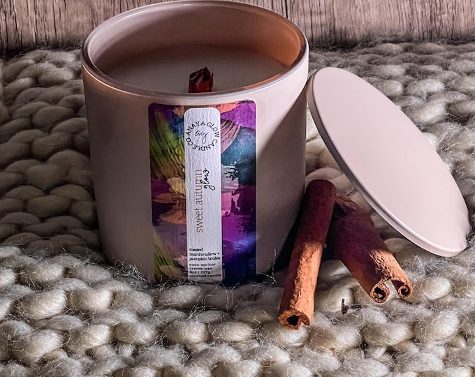 Sweet Almond Glow Candle Cinnamon, Cozy Fall Scent, Handpoured, 8oz