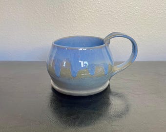 Blue ceramic mug, 8 ounces