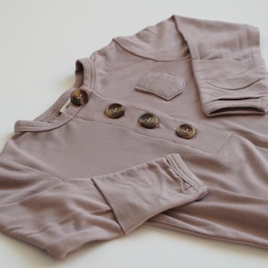 Organic Bamboo Baby Knotted Gown | Dusty Purple &quot;Dove&quot; | Infant Sleeper | Ultra Soft Newborn Take Home Outfit | Baby Shower Gift