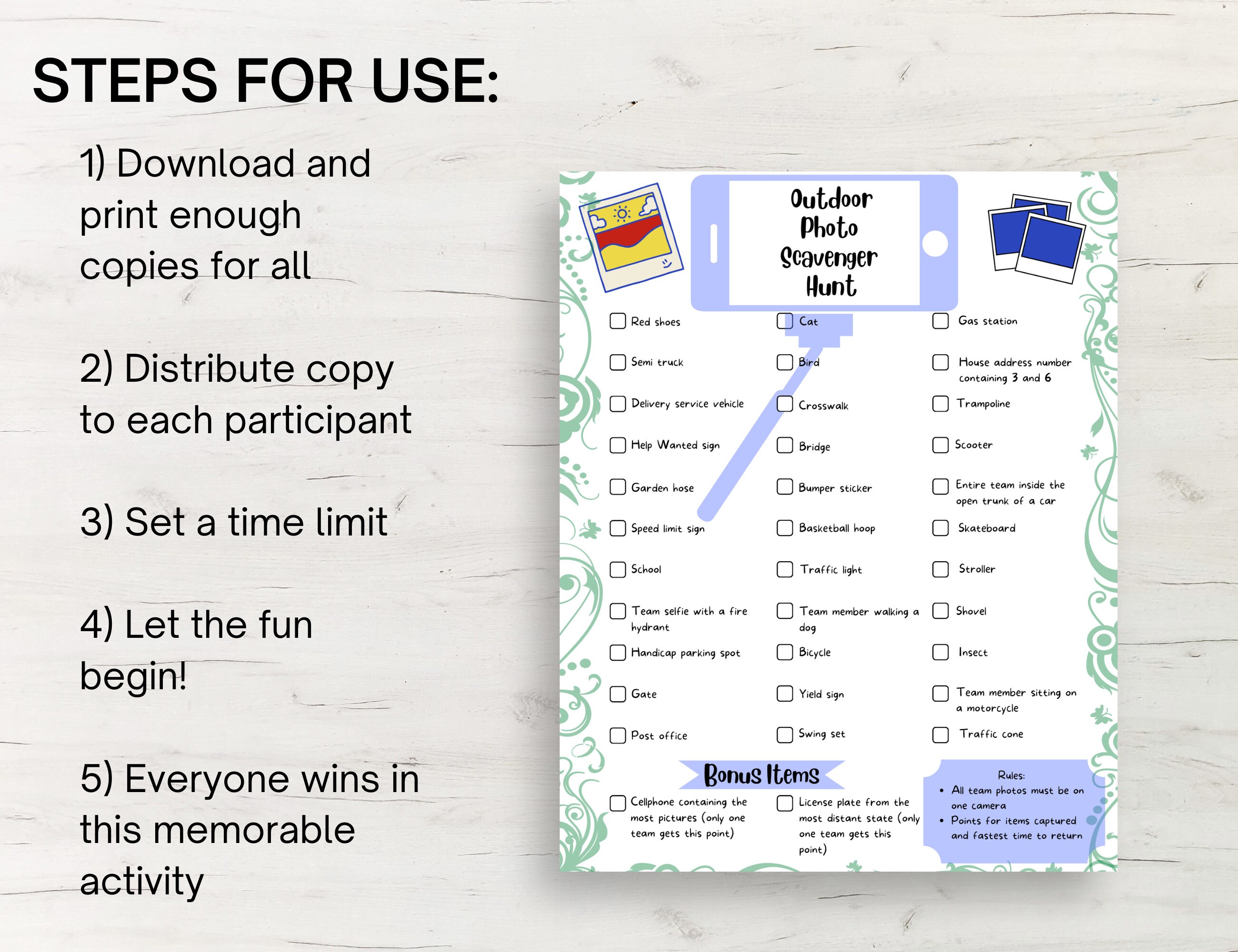Outdoor Photo Scavenger Hunt Printable Download - Etsy