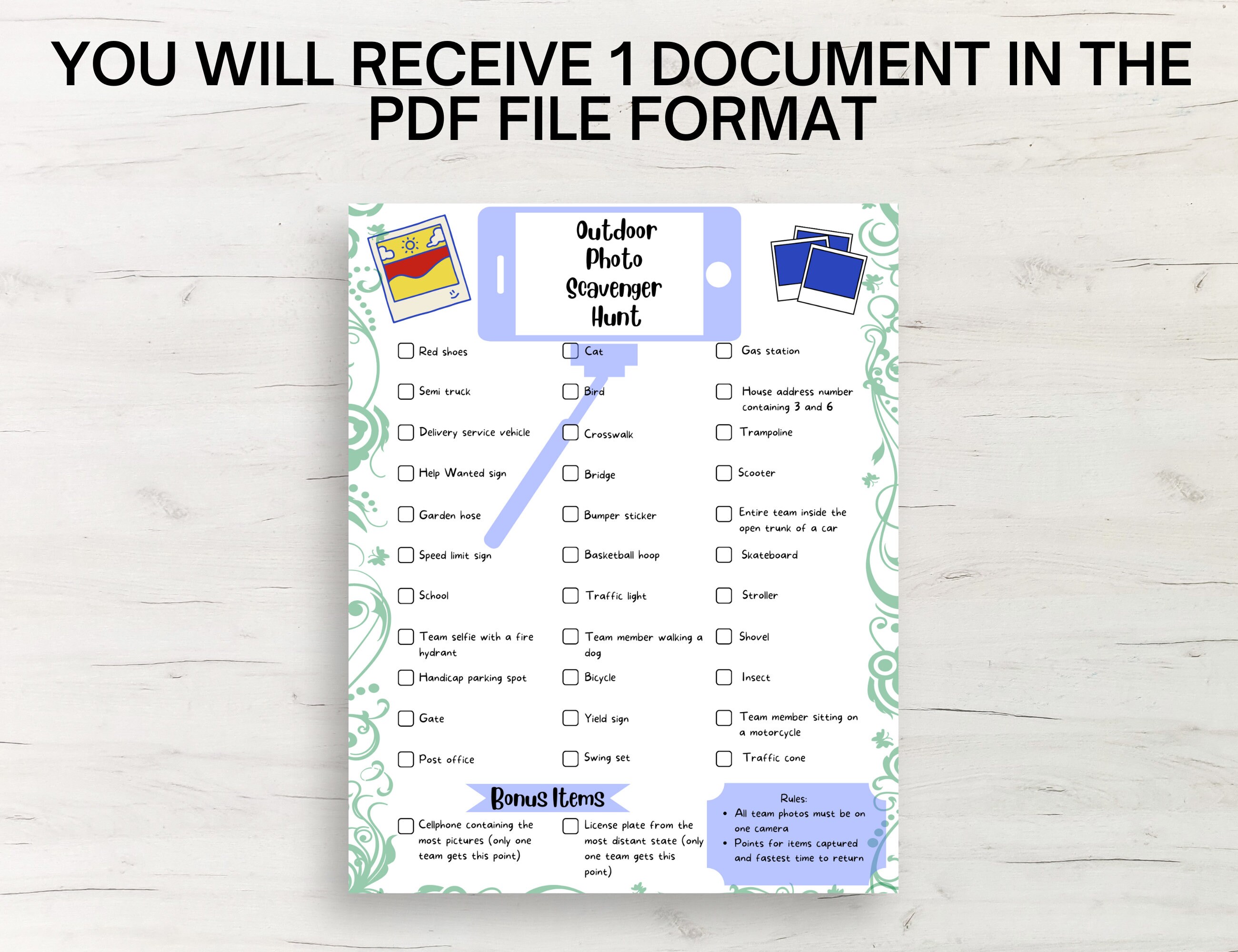 Outdoor Photo Scavenger Hunt Printable Download - Etsy
