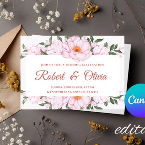 Carta di invito a nozze modificabile Canva, download istantaneo, inserto di invito, matrimonio moderno, signor e signora, matrimonio rustico, biglietto di addio al nubilato
