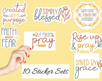 Printable religious stickers, waterproof stickers, aesthetic stickers, bible accessory, bible stickers, bible study, bible verse quote