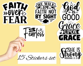 Printable religious women stickers, waterproof stickers, aesthetic stickers, bible accessory, bible stickers, bible study, bible verse quote