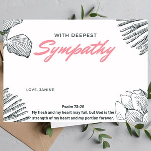 Editable Condolence card with scriptures, condolence template, bereavement card, celebration of life, sympathy card, text sympathy card