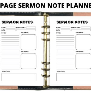 1 Seite christliche Predigtnotiz, christlicher digitaler Planer, Predigtnotizeinsatz, Bibelstudiennotizen, digitale Predigtnotizen, Kirchenpredigtnotiz