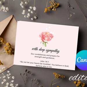 Editable Condolence card, condolence template, bereavement card, celebration of life, sympathy card, text sympathy card, thinking of you