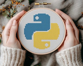Cross Stitch Pattern: Python Programming Language Logo