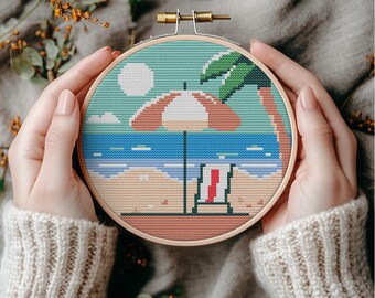 Strandparasol - digitale download kruissteekpatroon