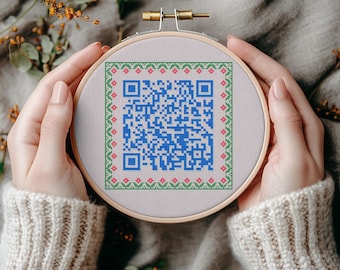 Klassischer Rickroll-QR-Code – Kreuzstichmuster – Digitaler Download