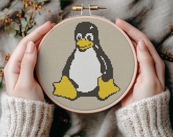 Linux Tux Penguin-kruissteekpatroon - direct digitaal downloaden