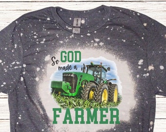 So God Made a Farmer Bleached T-Shirt, Country Tractor Shirt, Support Your Local Farmer Tee Shirt, So God Gave Us Farmers Shirt