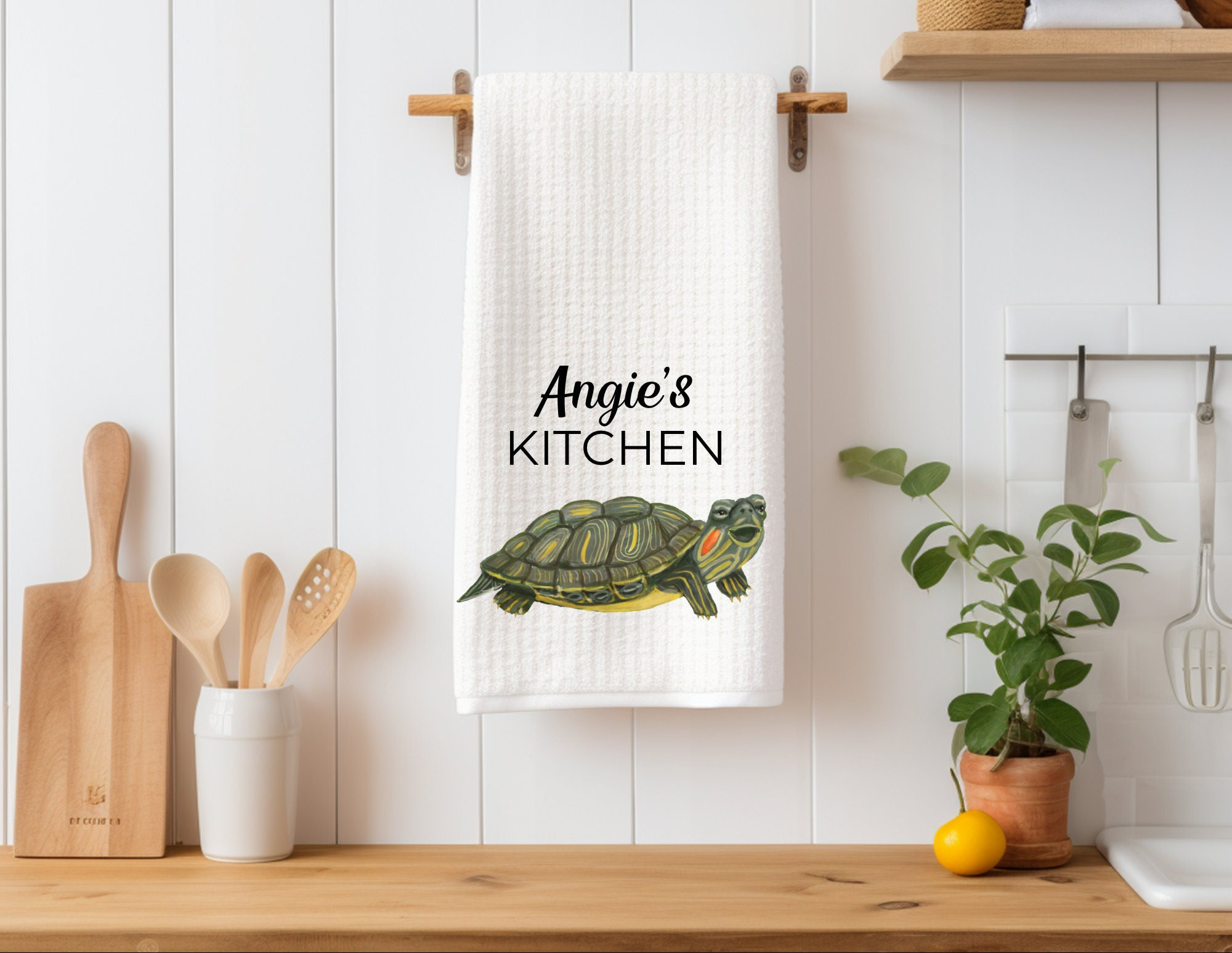 Turtle Kitchen Accessory Personalized Turtle Kitchen Towel, Funny Tortoise Dish Cloth, Cute ...